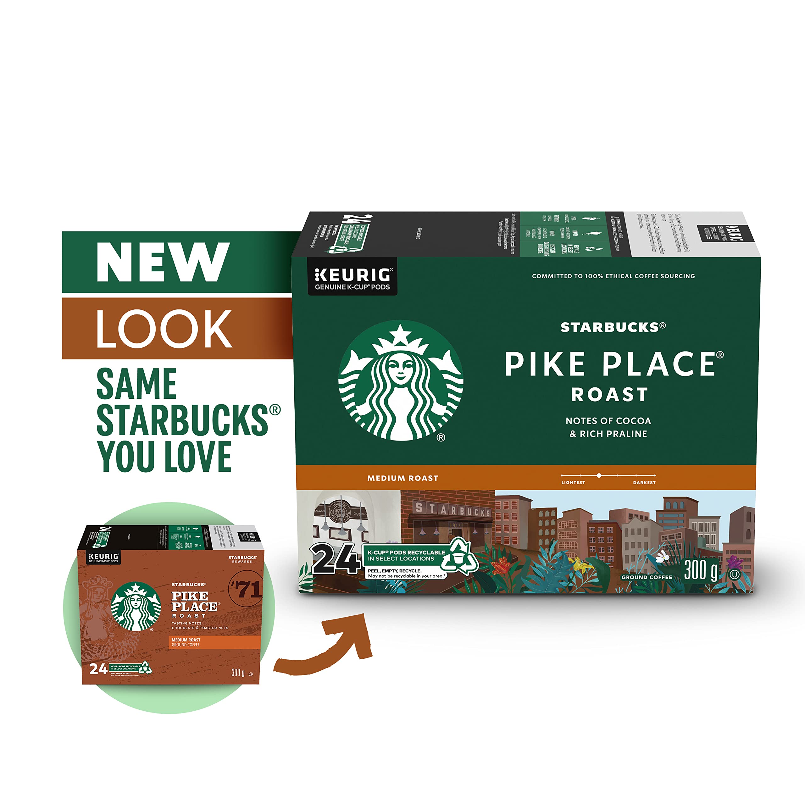 Starbucks Pike Place K-Cup built-in filter for mess-free brewing