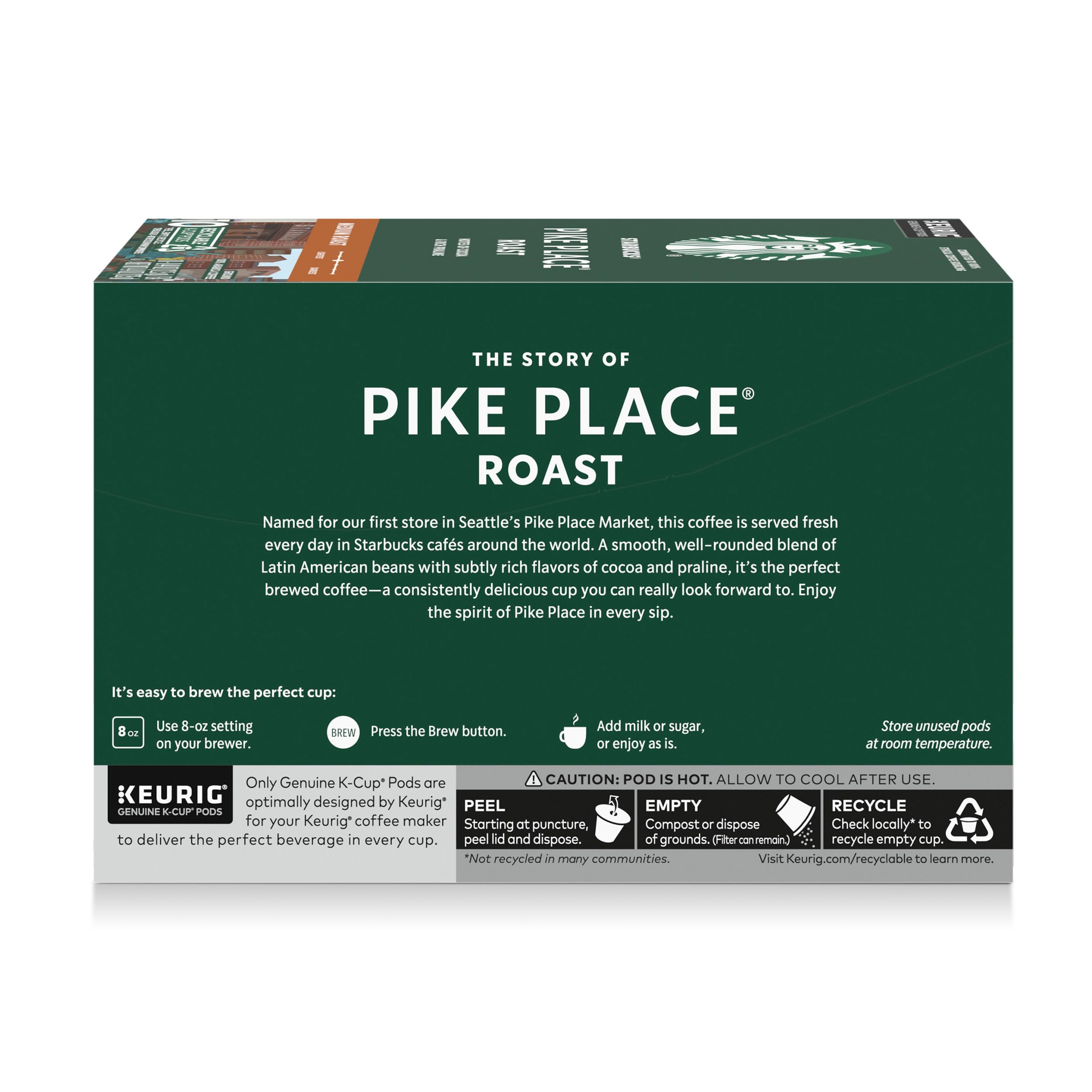 Starbucks Pike Place Roast aroma rising from a mug.