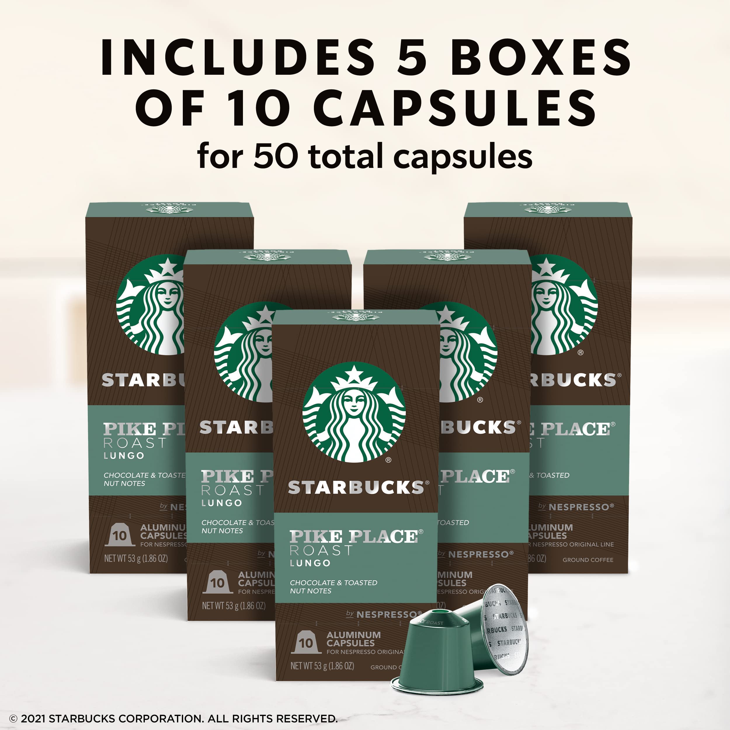 Starbucks Pike Place capsule pack highlighting recyclable aluminum packaging