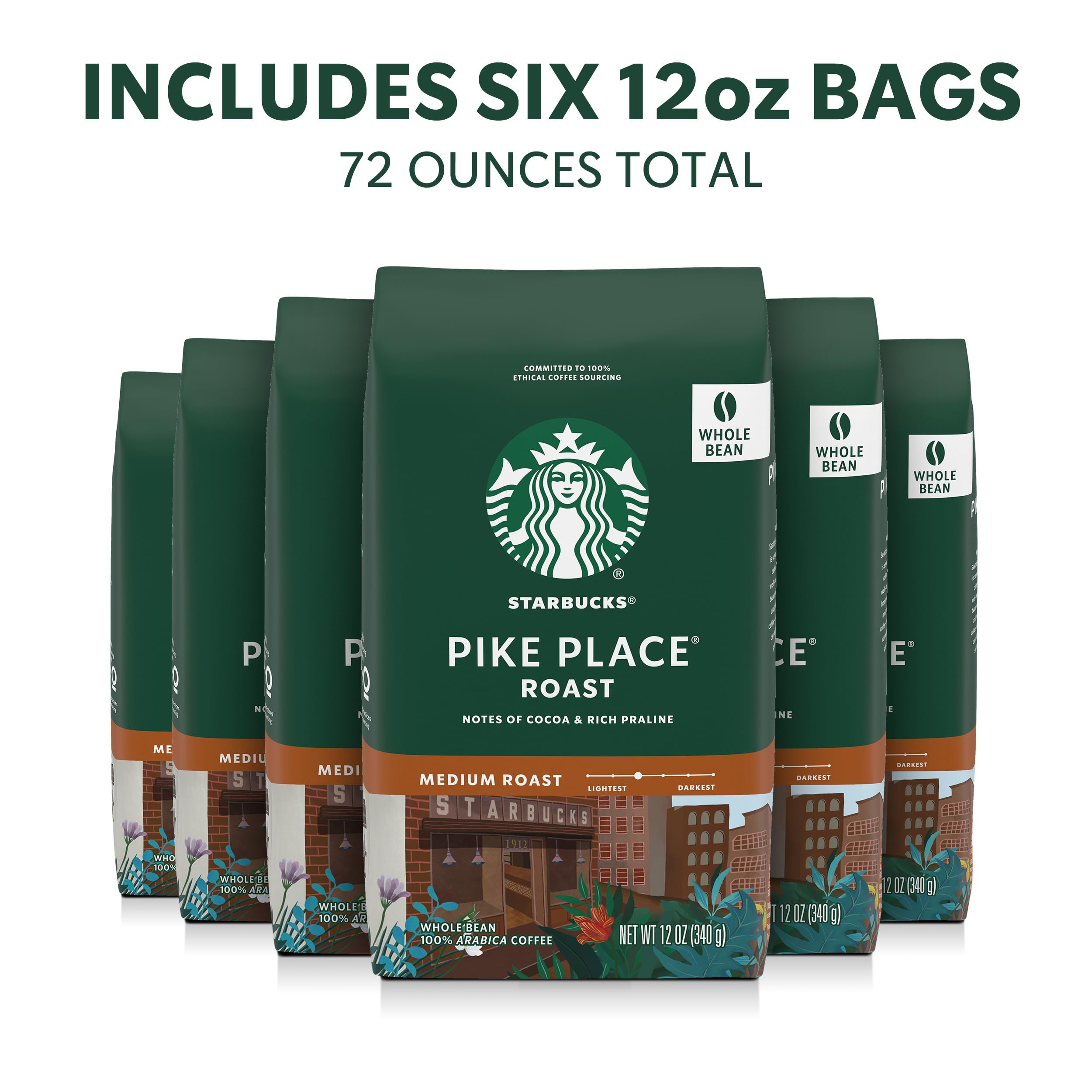 Starbucks Pike Place Roast cup ready, balanced aroma and smooth flavor for everyday enjoyment