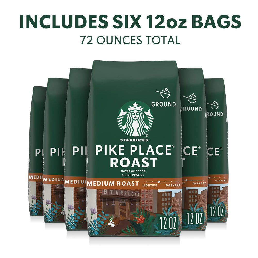 Starbucks Pike Place Roast coffee bags stacked for convenient storage