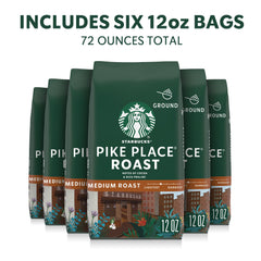 Starbucks Pike Place Roast coffee bags stacked for convenient storage
