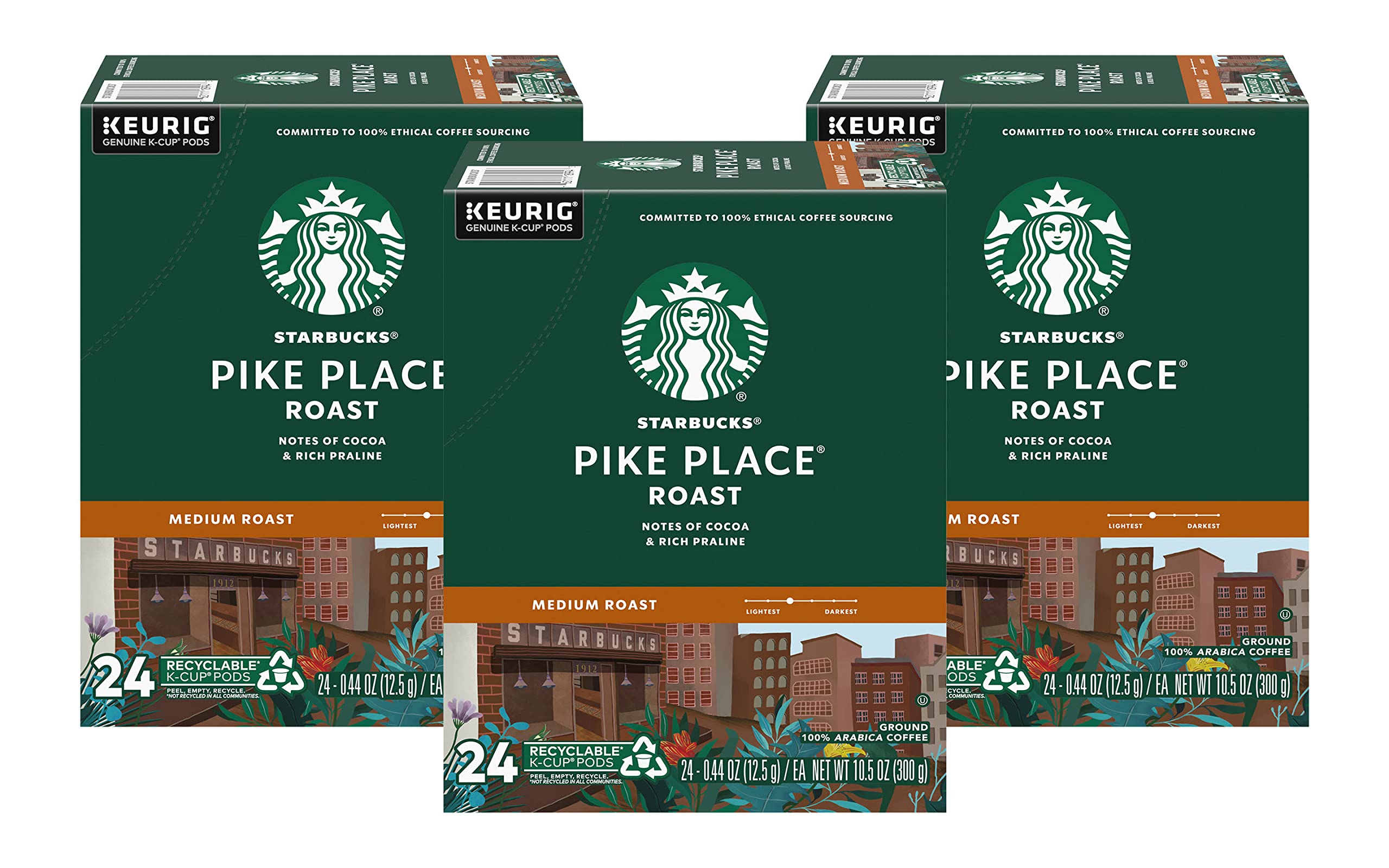Starbucks Pike Place Roast K-Cup 72-count packaging for Keurig brewers, convenient single-serve option