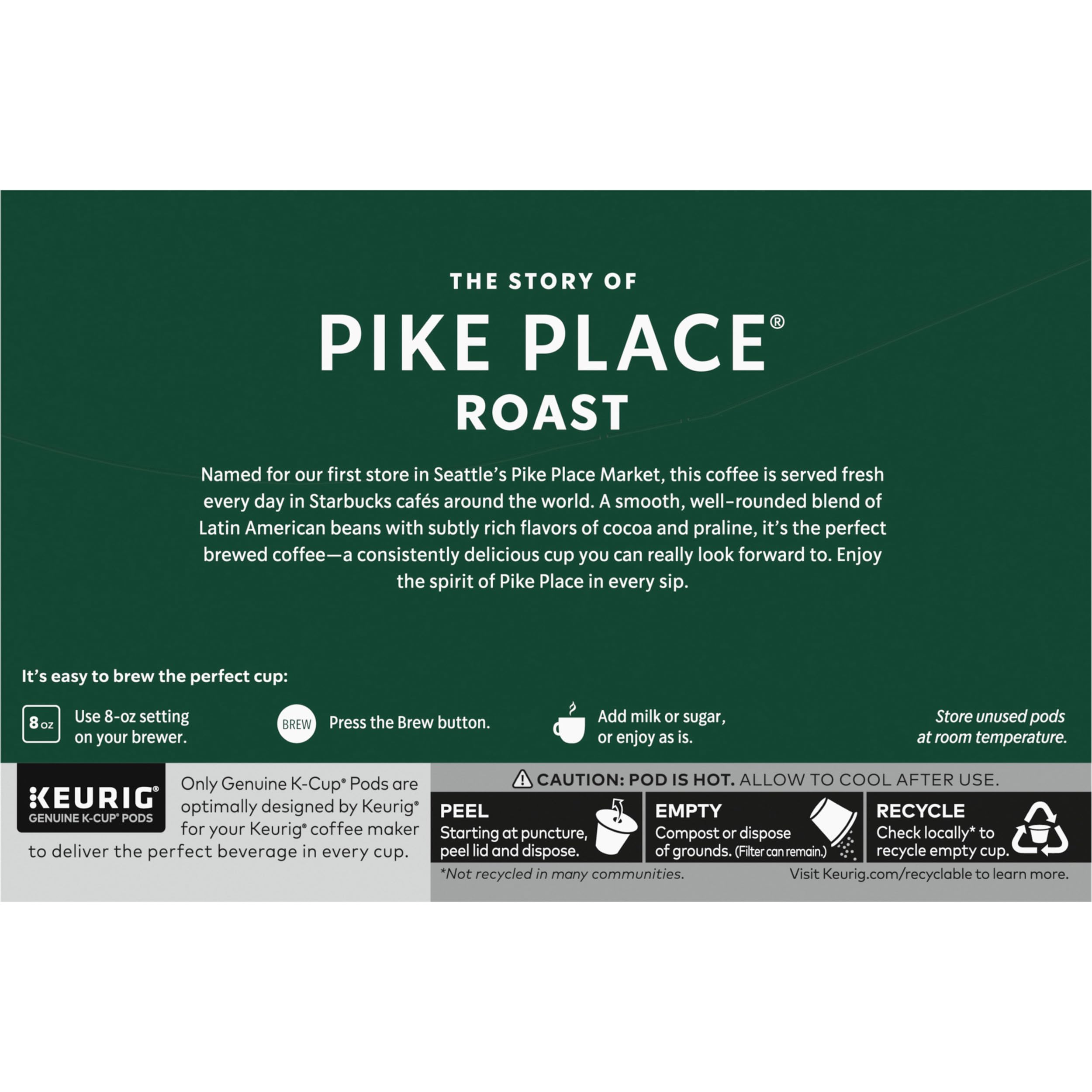 Starbucks Pike Place Roast K-Cup Keurig-ready for quick mornings.