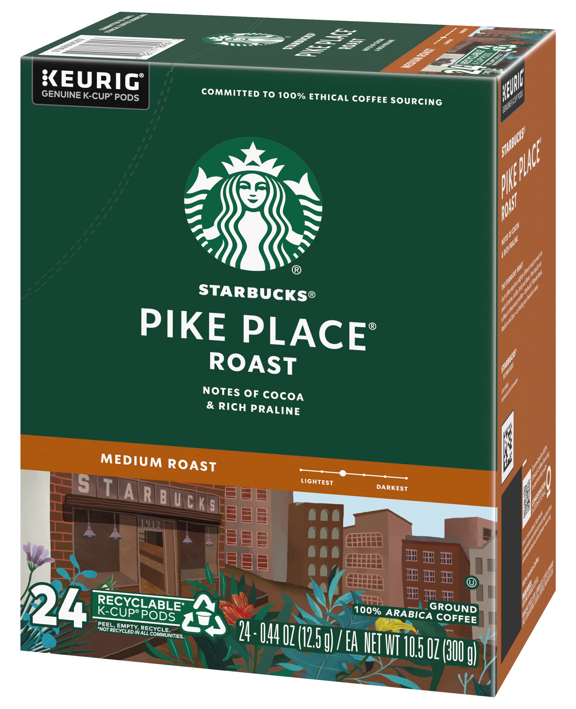 Starbucks Pike Place Roast K-Cup aroma with cocoa and toasted nut notes