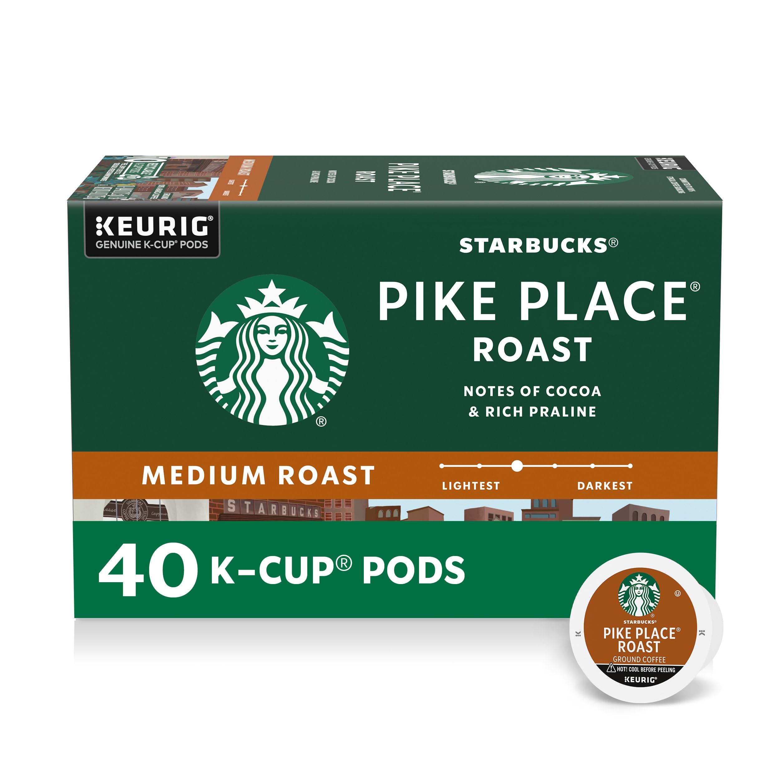 Starbucks Pike Place Roast K-Cup pod for convenient, premium home brewing.