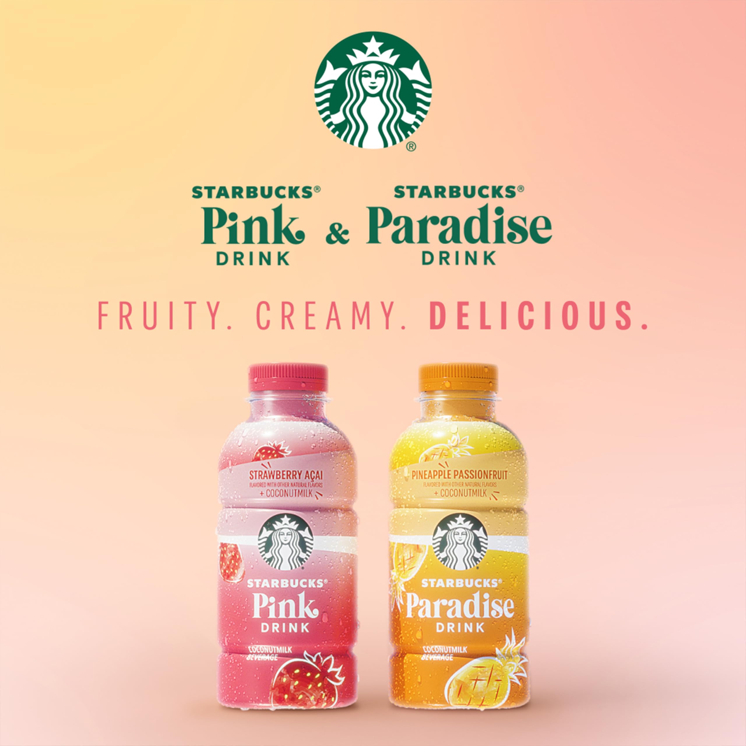 Starbucks Pink Drink 14oz bottle provides cafe-inspired refreshment at home.