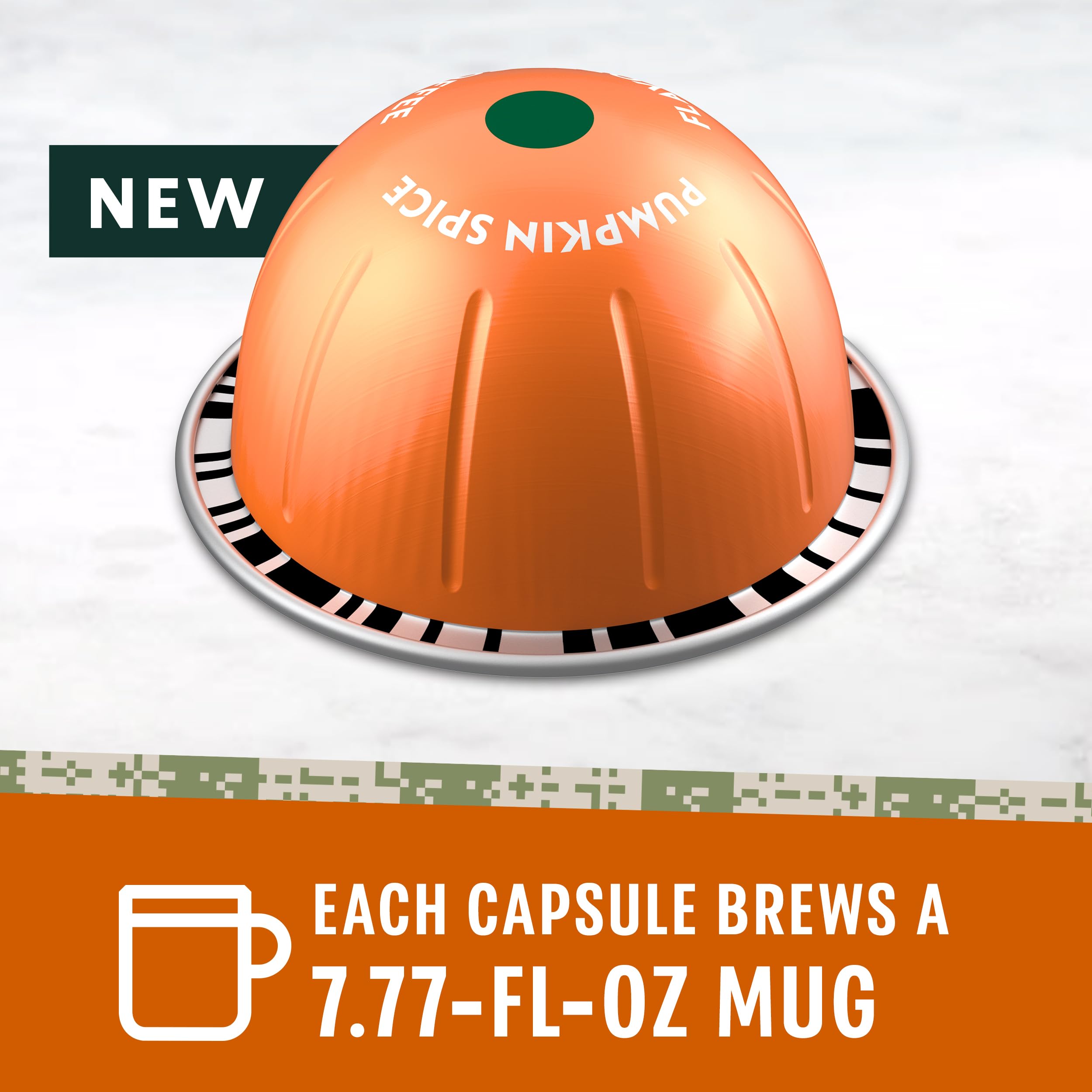 Starbucks by Nespresso Pumpkin Spice Vertuo pods closeup label reveals pumpkin and spice notes.