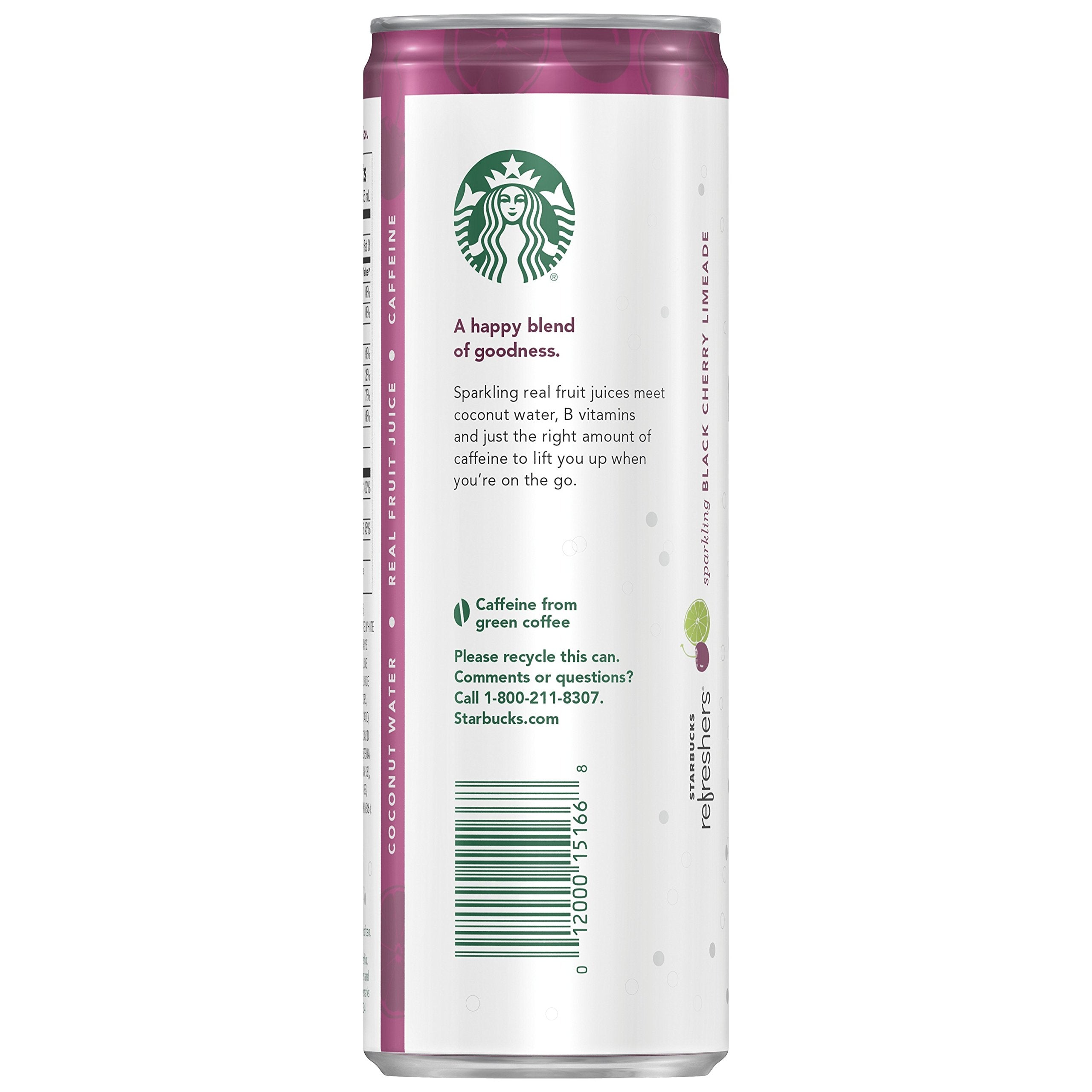 Starbucks Refreshers Black Cherry Limeade being poured over ice for crisp taste.