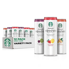 Starbucks Refreshers peach passion fruit 12oz can for on-the-go refreshment.