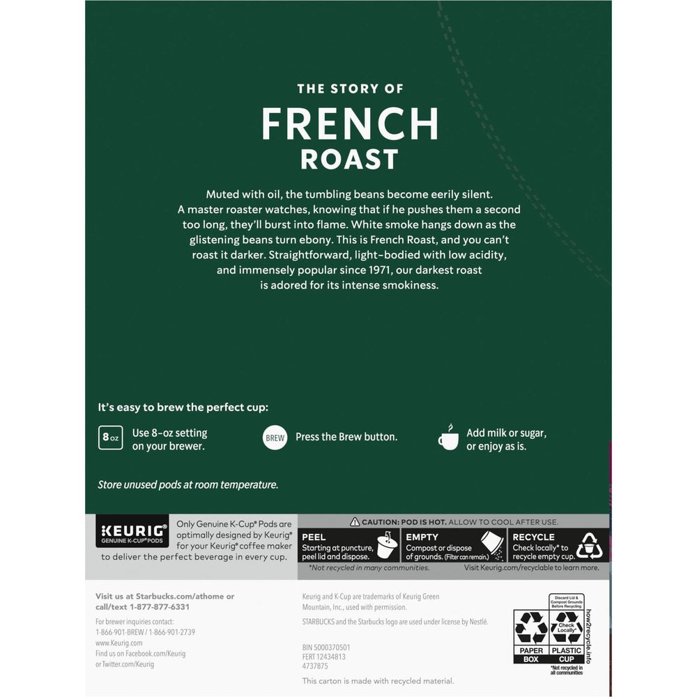 Starbucks French Roast aroma highlights bold, smoky flavor.
