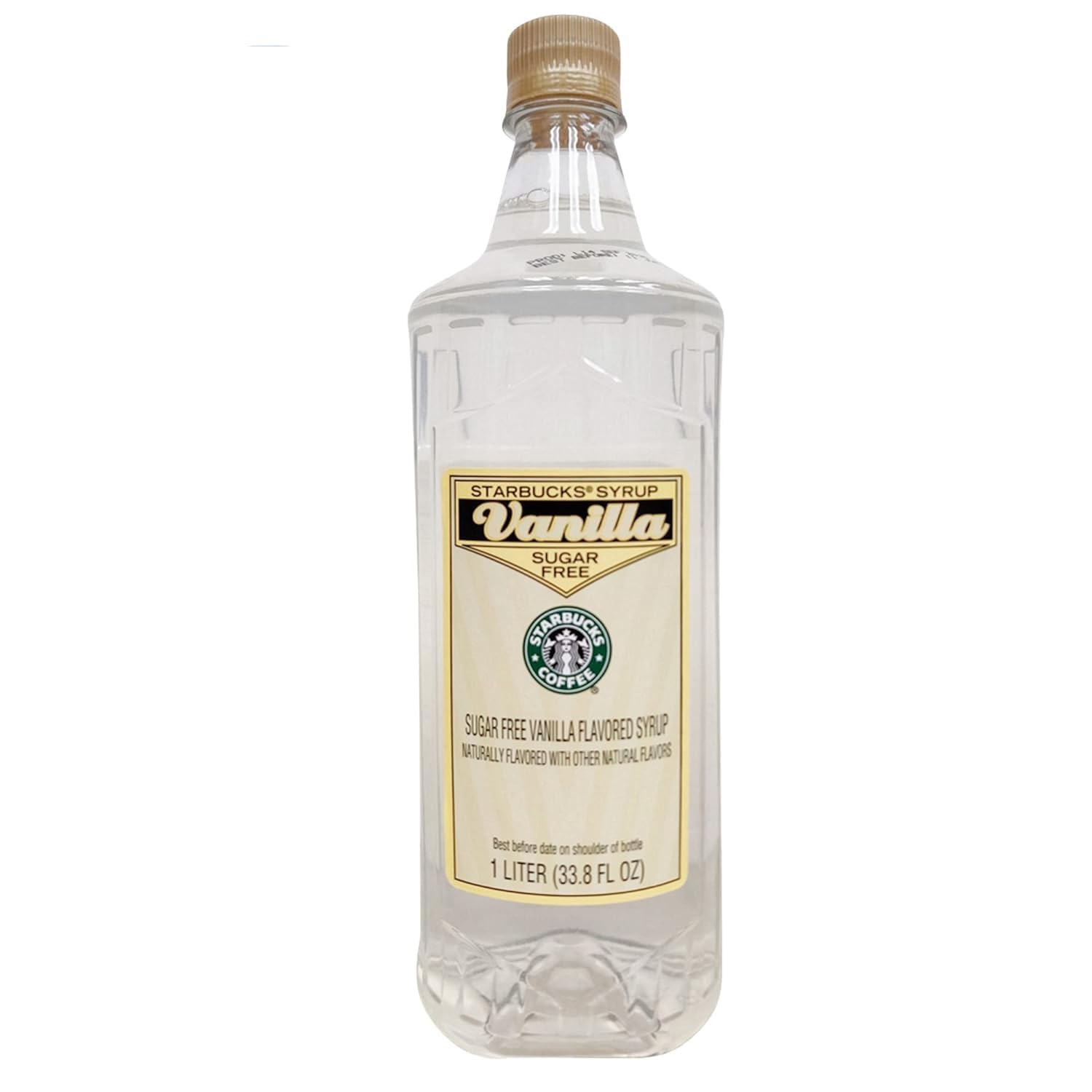 Starbucks Sugar-Free Vanilla Syrup bottle for sugar-free flavor in coffee and desserts.
