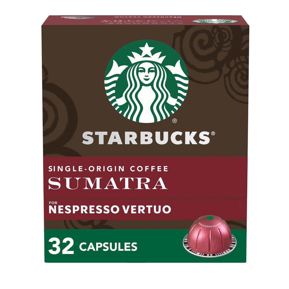 Starbucks Sumatra dark roast box of capsules for Vertuo with consistent flavor