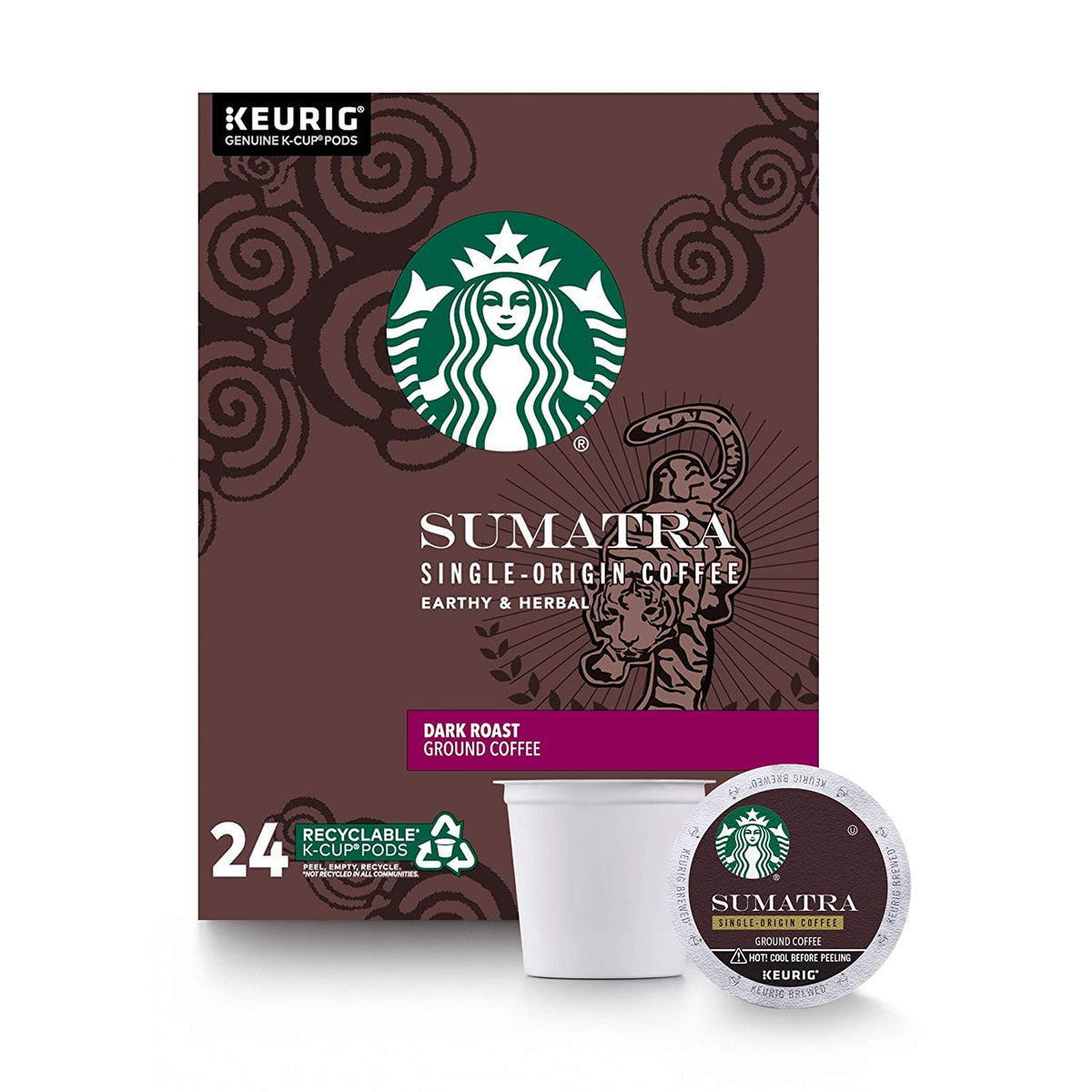 Starbucks Sumatra K-Cup box for convenient single-serve packaging.