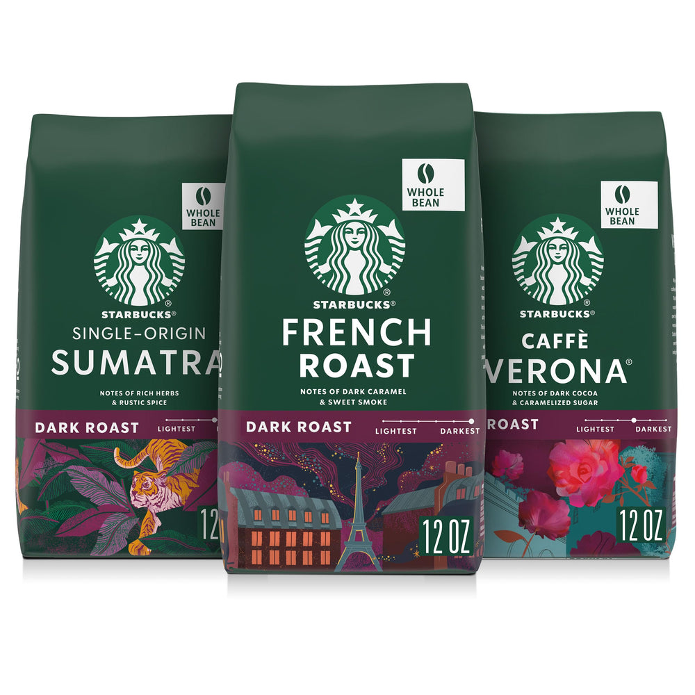 Starbucks Sumatra whole bean bag for a rich, earthy brew.