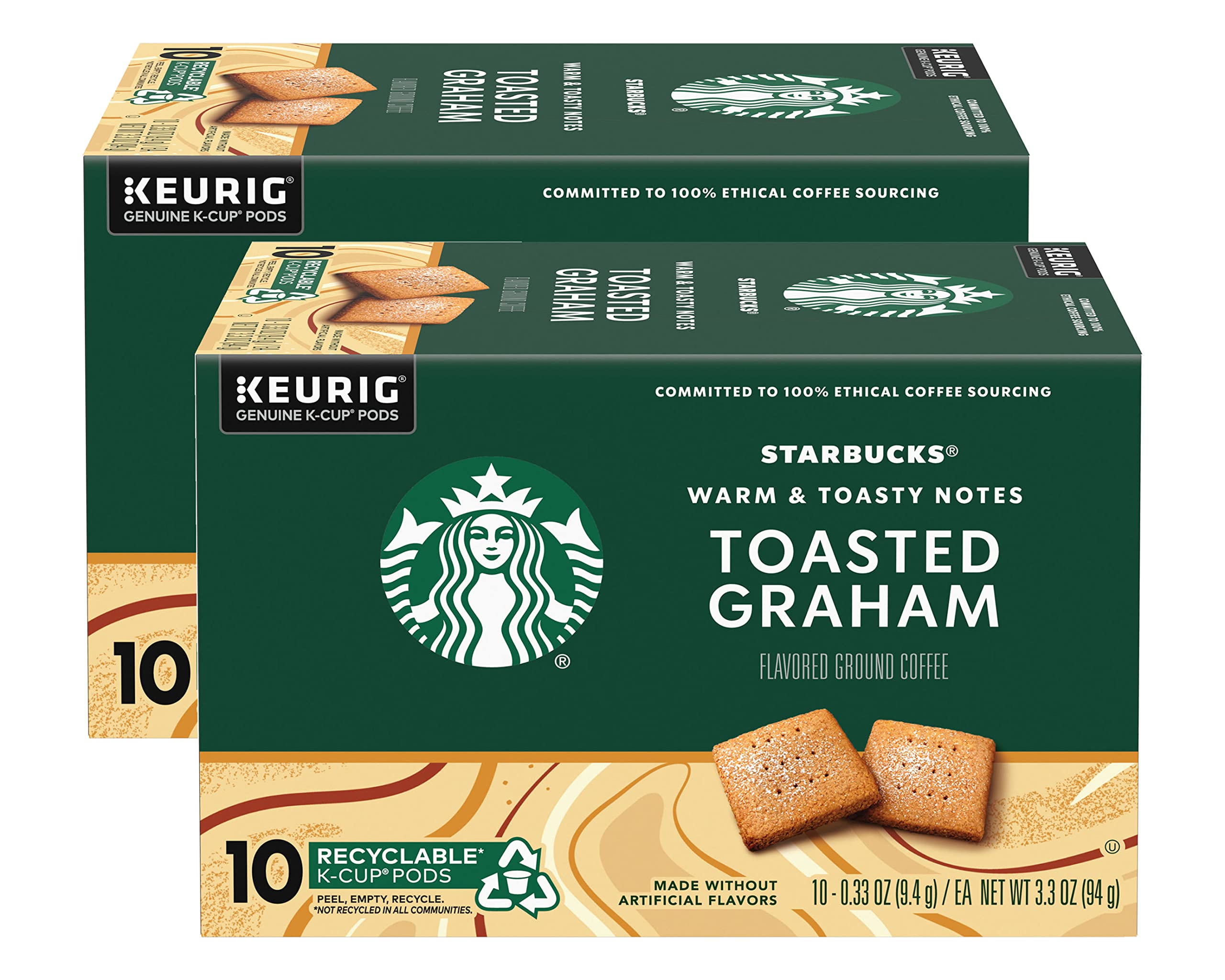 Starbucks Toasted Graham K-Cup pods, front view, effortless morning ritual.