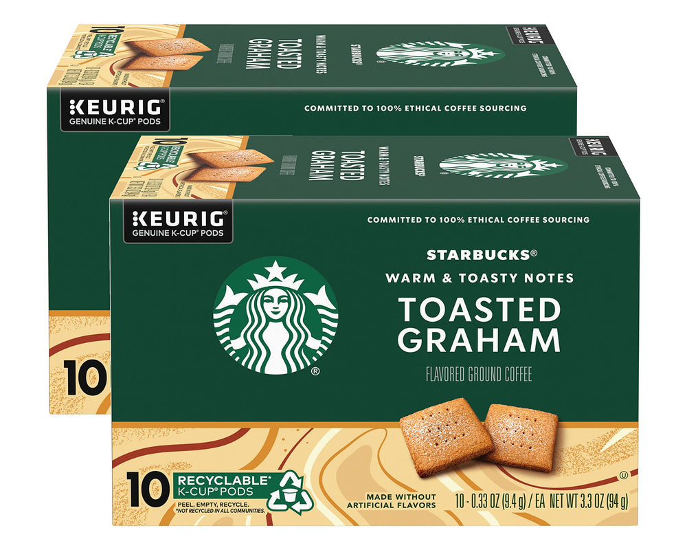 Starbucks Toasted Graham K-Cup pods, front view, effortless morning ritual.