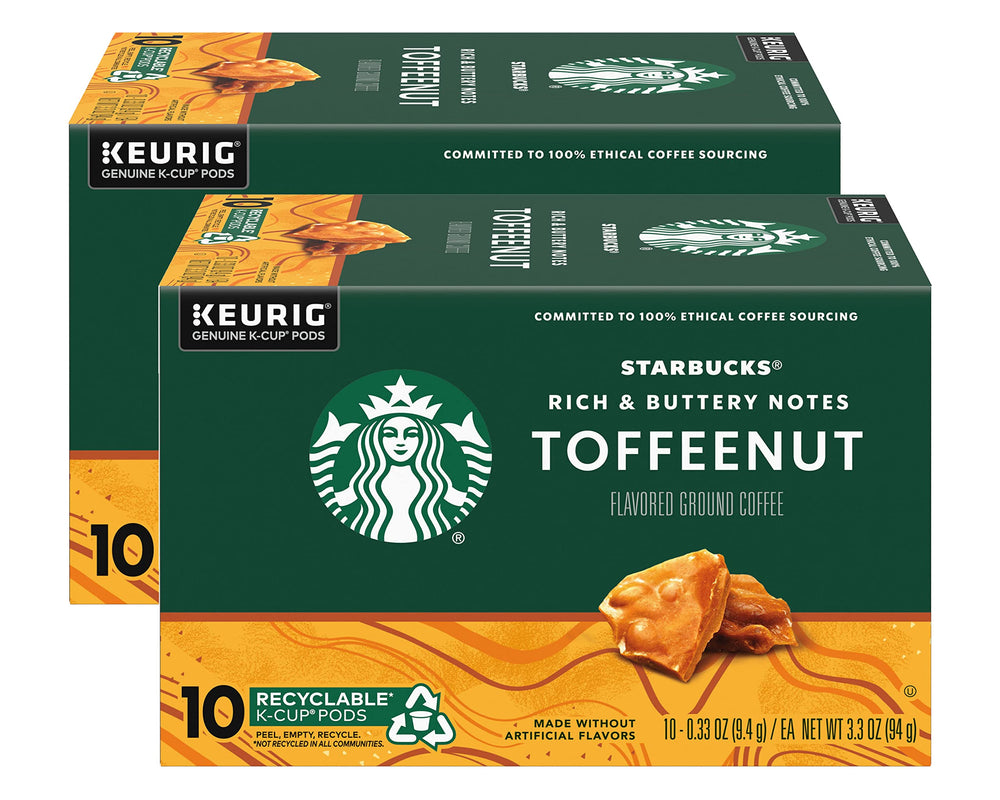 Starbucks Toffeenut K-Cup Pods pack of 2 boxes for quick, convenient mornings.