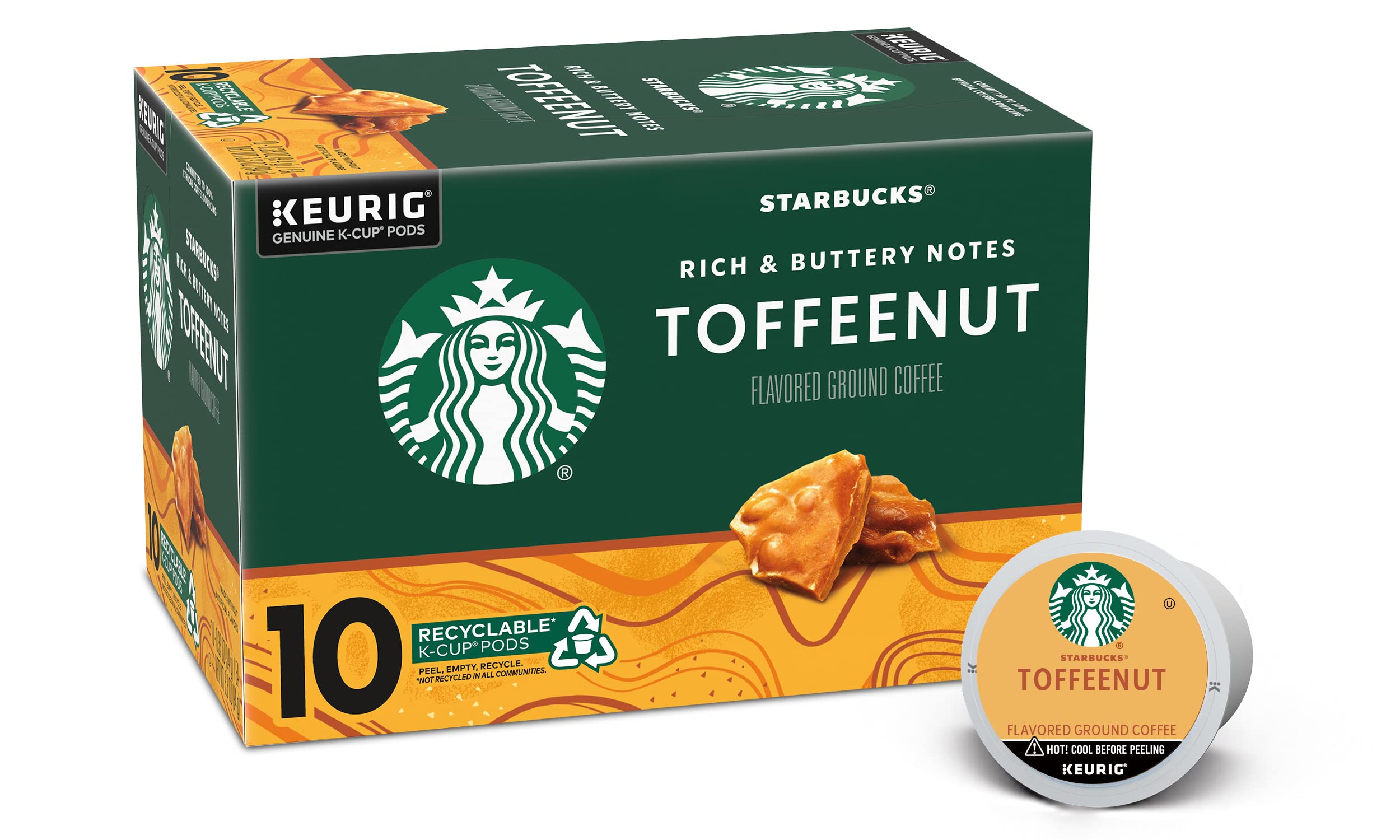 Starbucks Toffeenut brew steaming in a mug showcases a dessert-like flavor.