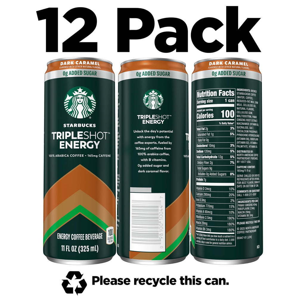 Close-up of Starbucks Tripleshot ingredients and arabica caffeine content for informed choice.