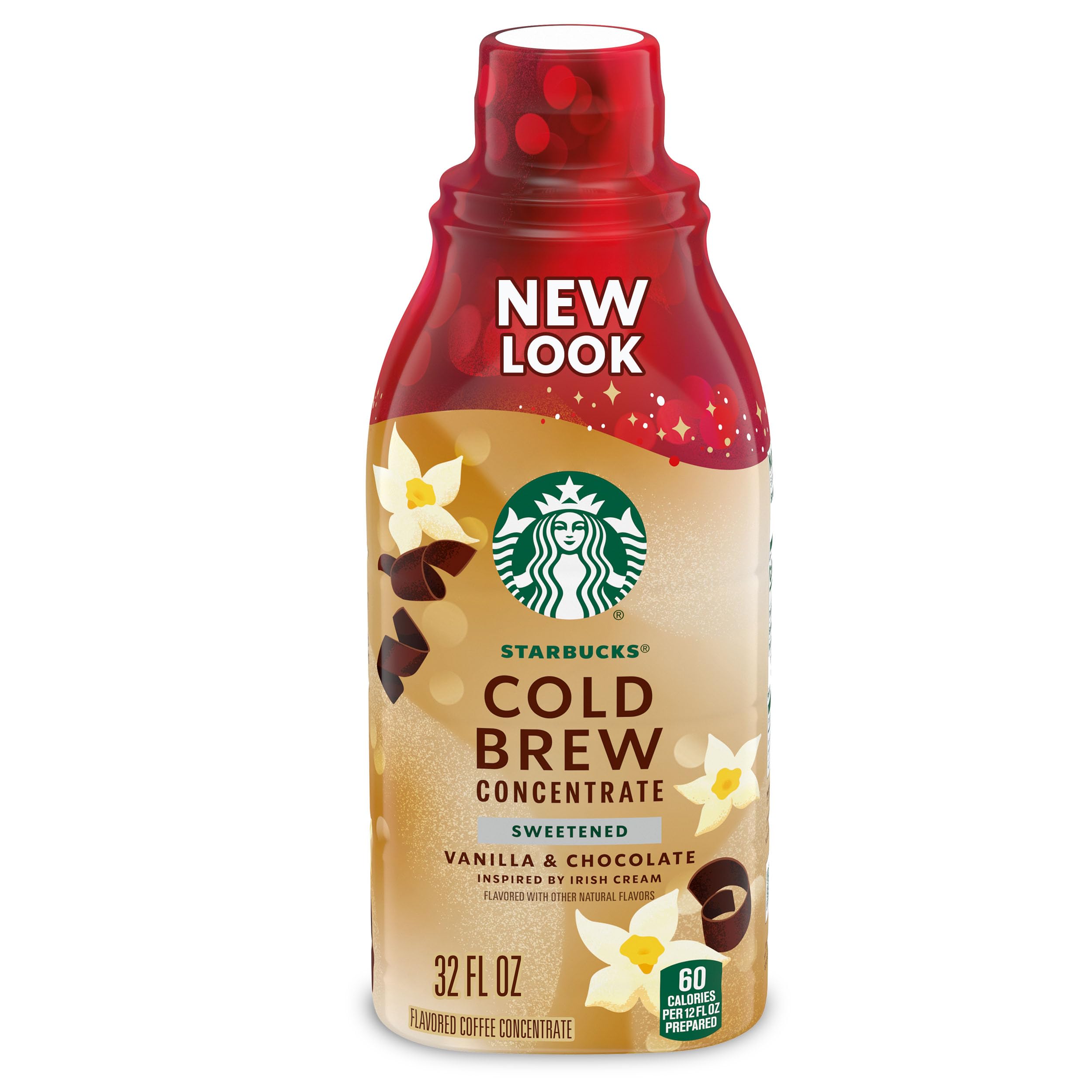 Starbuck Vanilla and Chocolate Cold Brew Concentrate bottle with Irish Cream-inspired flavor for easy at-home coffee.