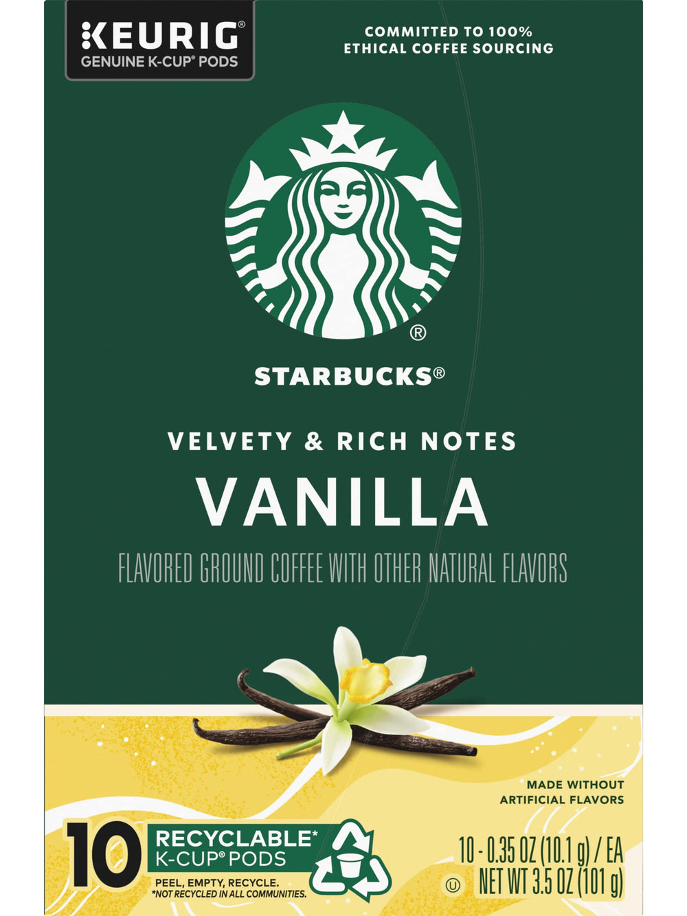 Starbucks Vanilla coffee beans and cup scene suggests premium flavor experience