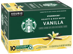 Starbucks Vanilla coffee steaming cup highlights a rich aroma and smooth taste