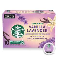 Starbucks Vanilla Lavender K-Cup pod ready for quick at-home brewing.