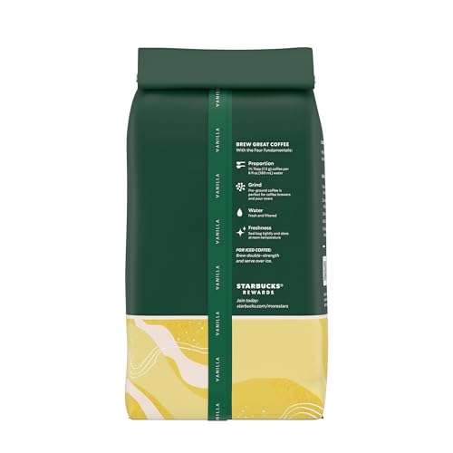 Starbucks Vanilla packaging close-up on shelf.