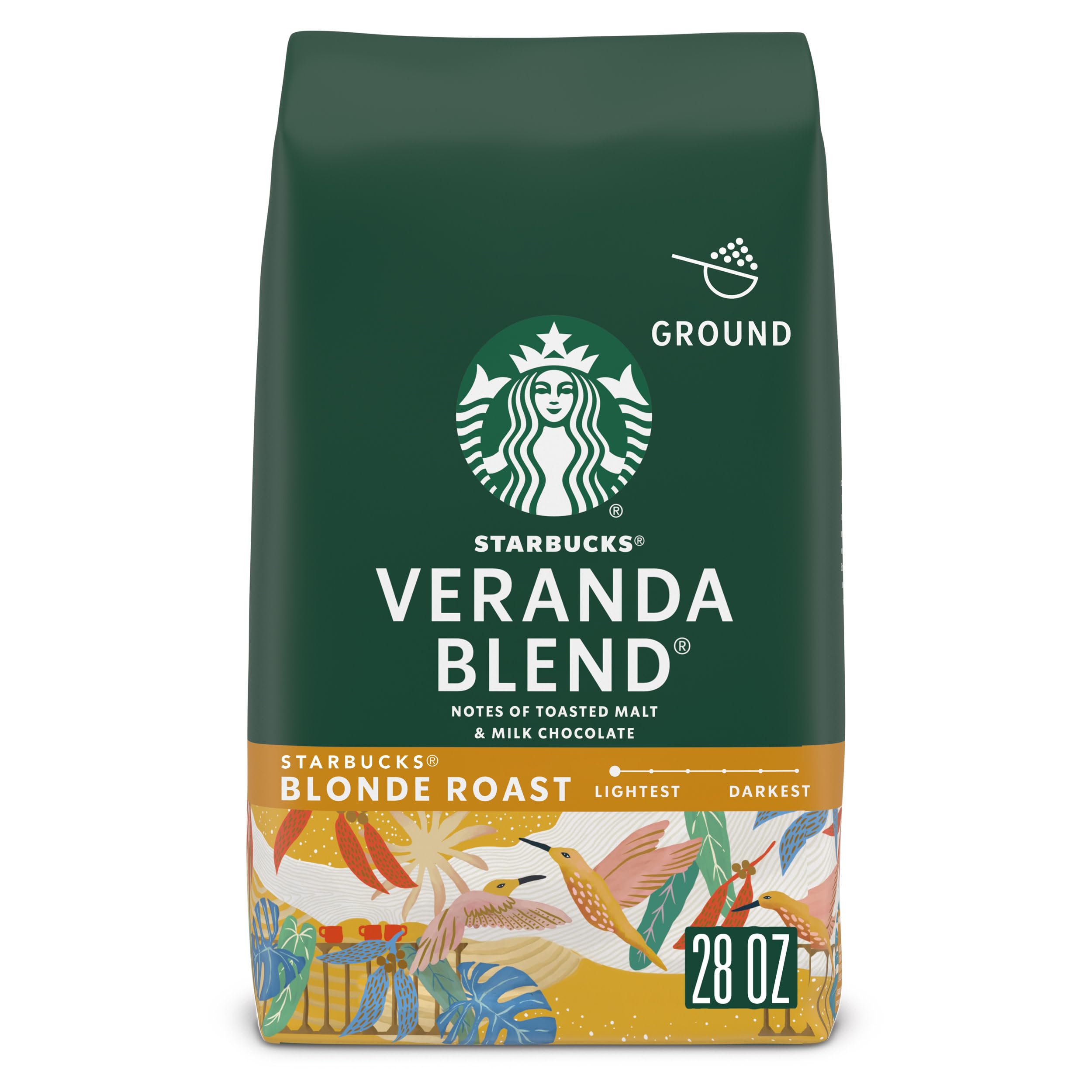 Starbucks Veranda Blend ground coffee bag front for home brewing