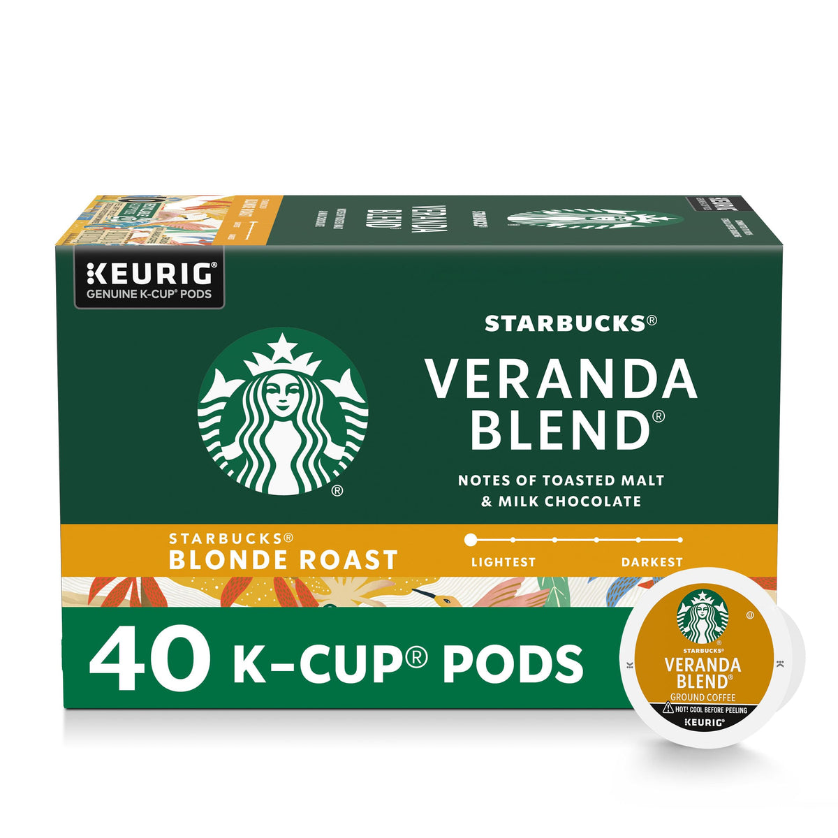 Starbucks Veranda Blend K-Cup pod delivers a smooth morning brew.