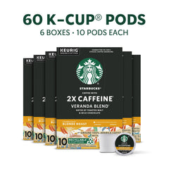 Starbucks Veranda Blend pod close-up shows 2X caffeine clearly.