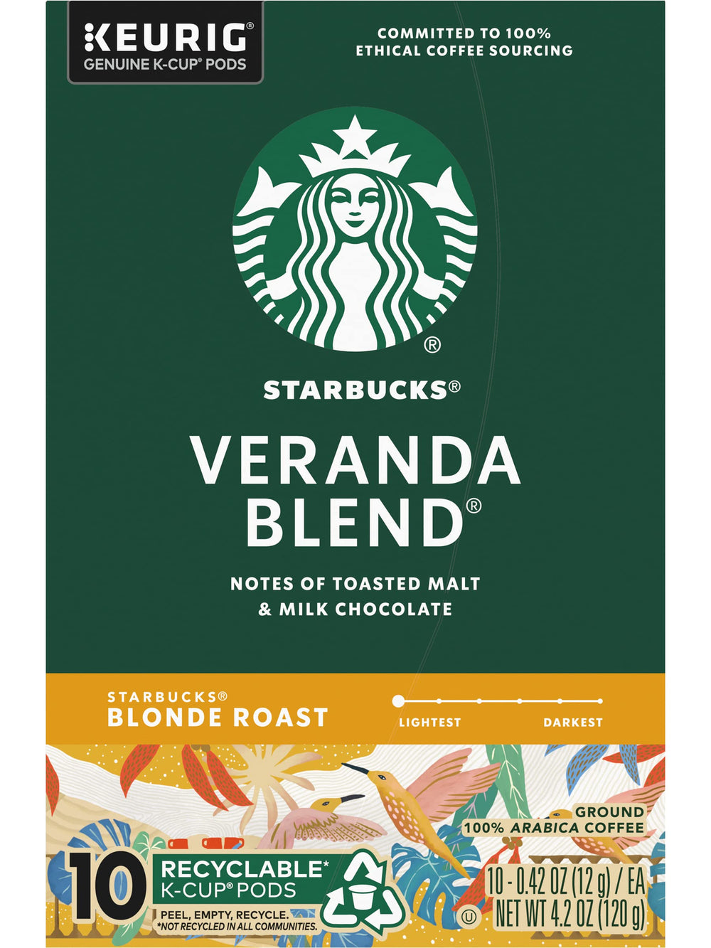 Aroma of Starbucks Veranda Blonde fills a cozy kitchen.