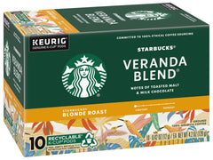 Starbucks Veranda Blonde K-Cup box on kitchen counter.