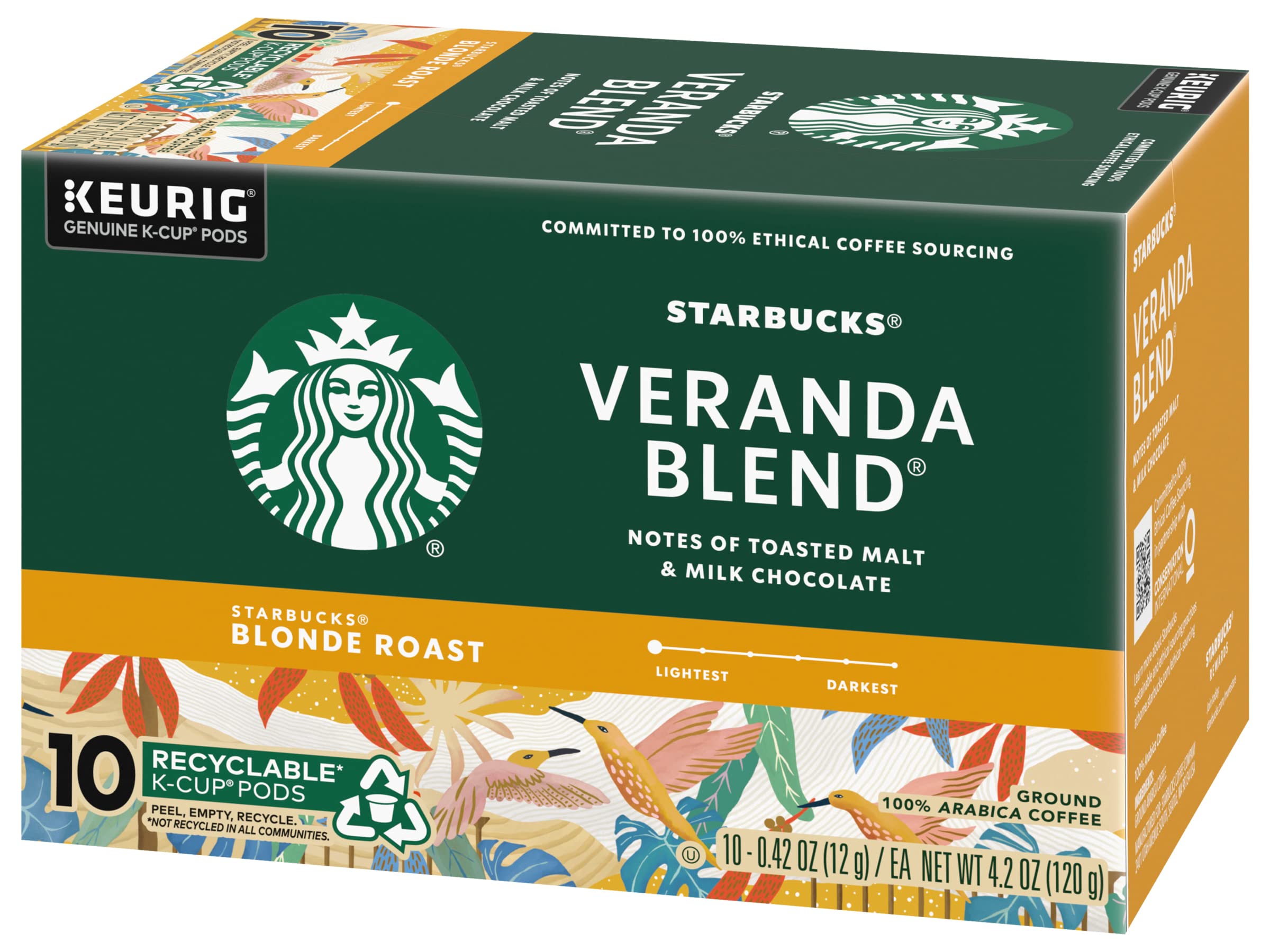 Starbucks Veranda Blonde K-Cup in Keurig brewer in use.