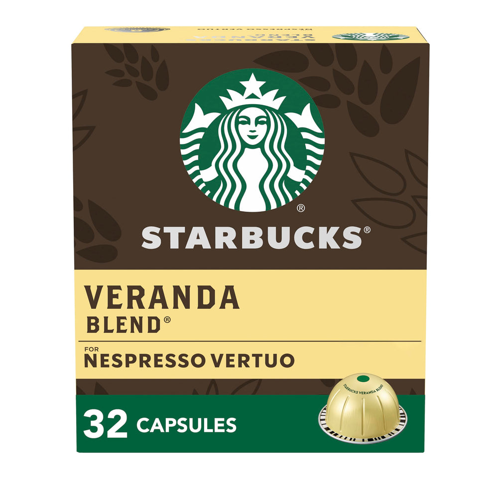 Starbucks Veranda Blonde Roast capsules packaging for Vertuo machines.