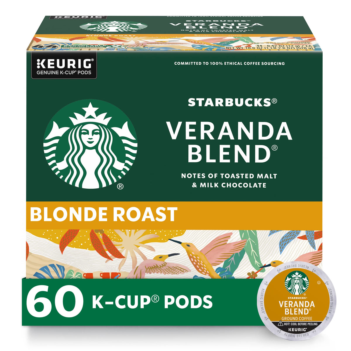Starbucks Veranda Blend K-Cup pod pour enables smooth, light-bodied coffee.