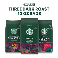 Starbucks Verona ground coffee bag releasing cacao and caramel aroma for smooth afternoons.