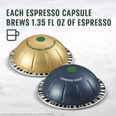 Espresso shot brewed from Vertuo capsules showing a 1.35 oz serving.