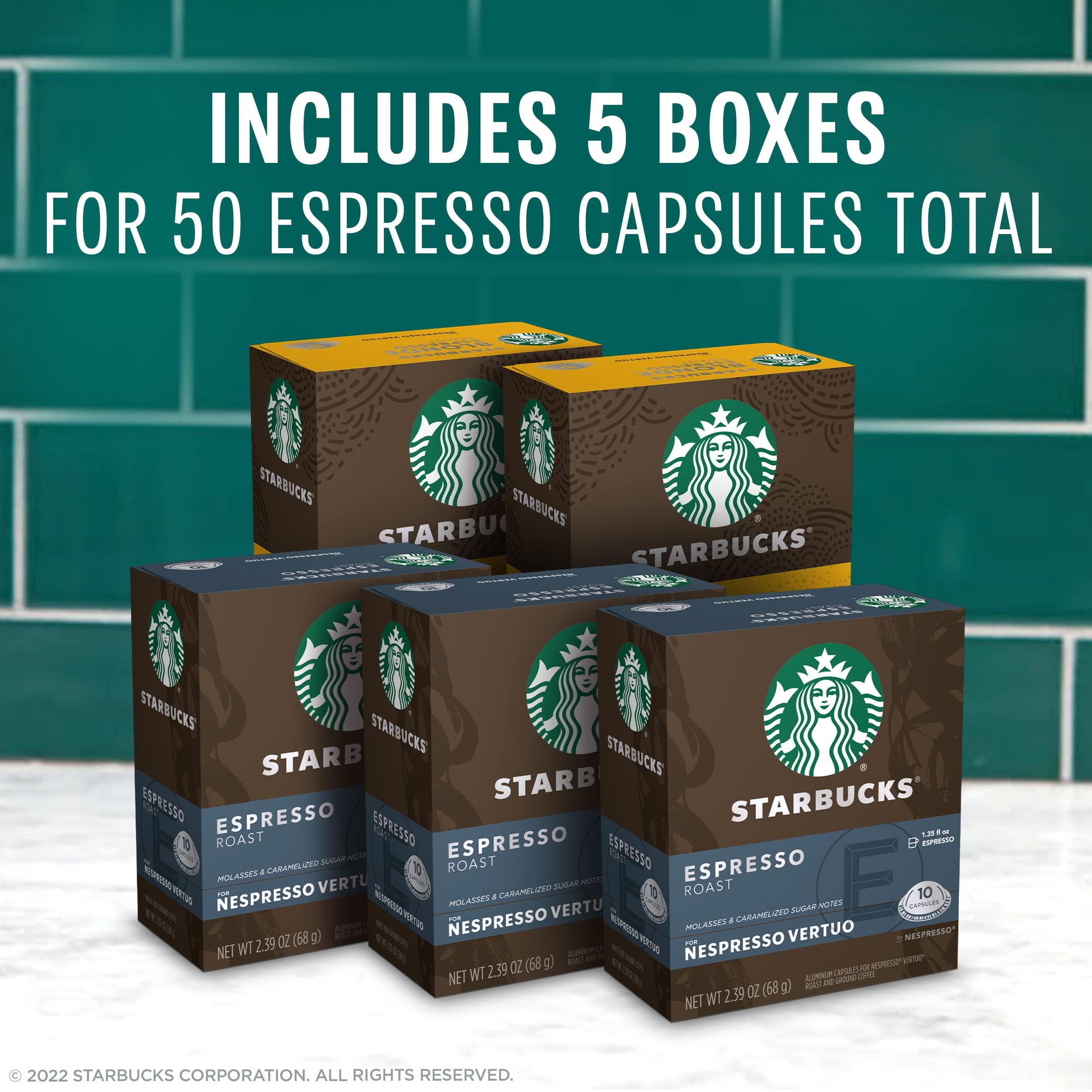 Close-up of Starbucks Espresso Roast capsules highlighting bold notes.
