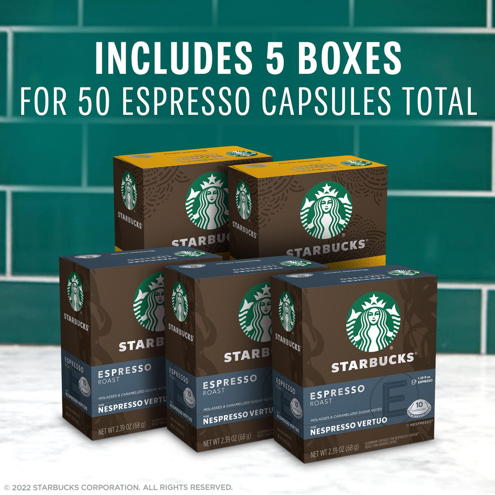 Close-up of Starbucks Espresso Roast capsules highlighting bold notes.