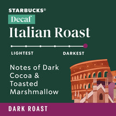 Starbucks VIA Decaf Italian Roast cup with steam, ready for a comforting moment.