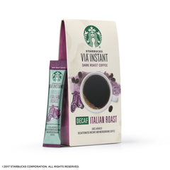 Hot water pours over Starbucks VIA Decaf Italian Roast for a fast, flavorful cup.