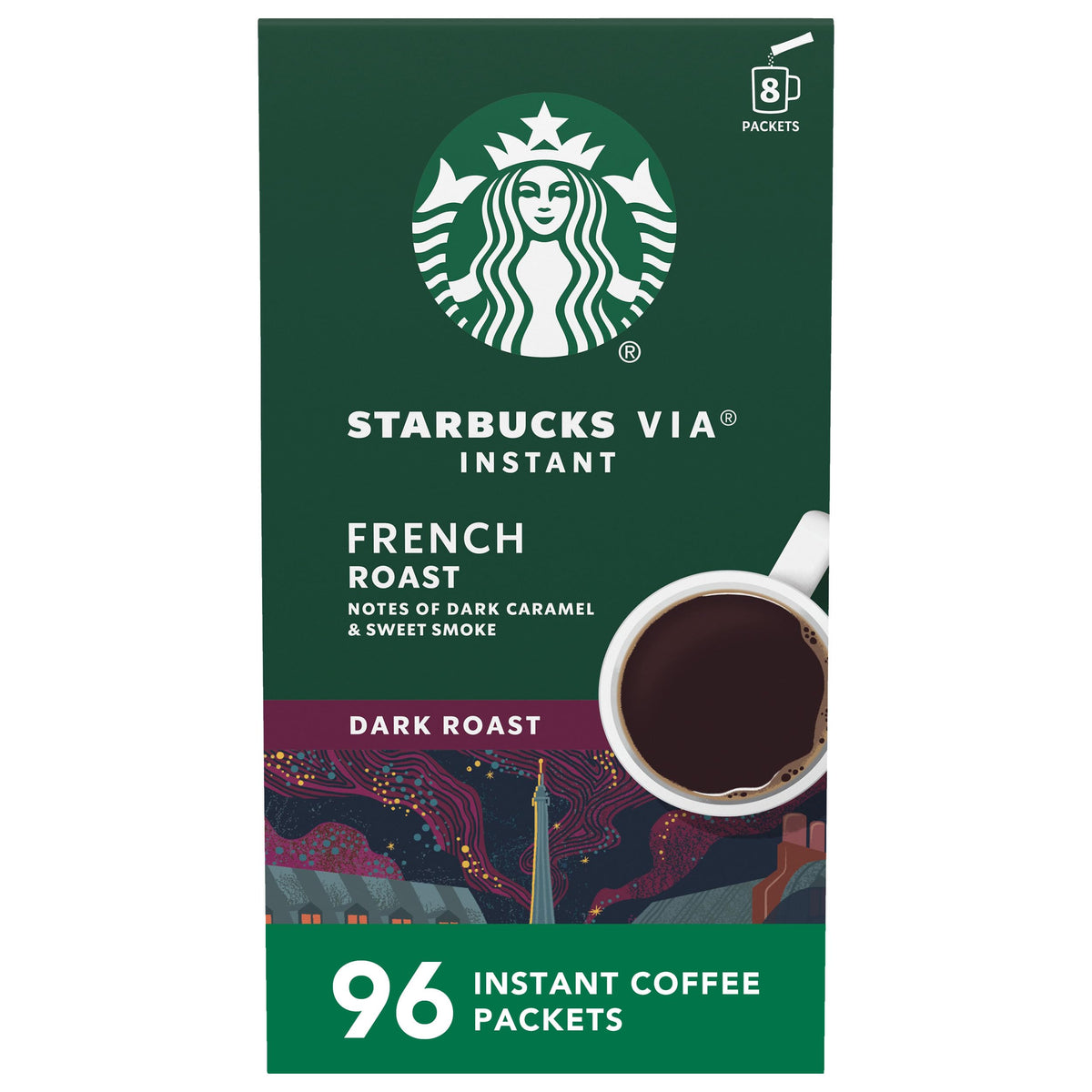 Starbucks VIA French Roast packets box of 96 for quick at-home brews