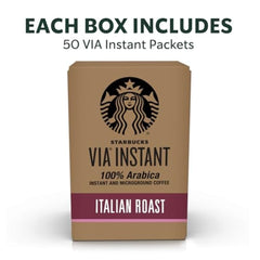 Starbucks VIA Italian Roast box front showing easy at-home brewing