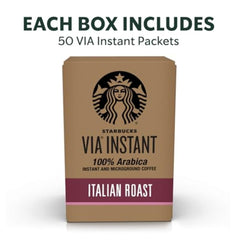 Starbucks VIA Italian Roast single-serve packet ready for quick coffee