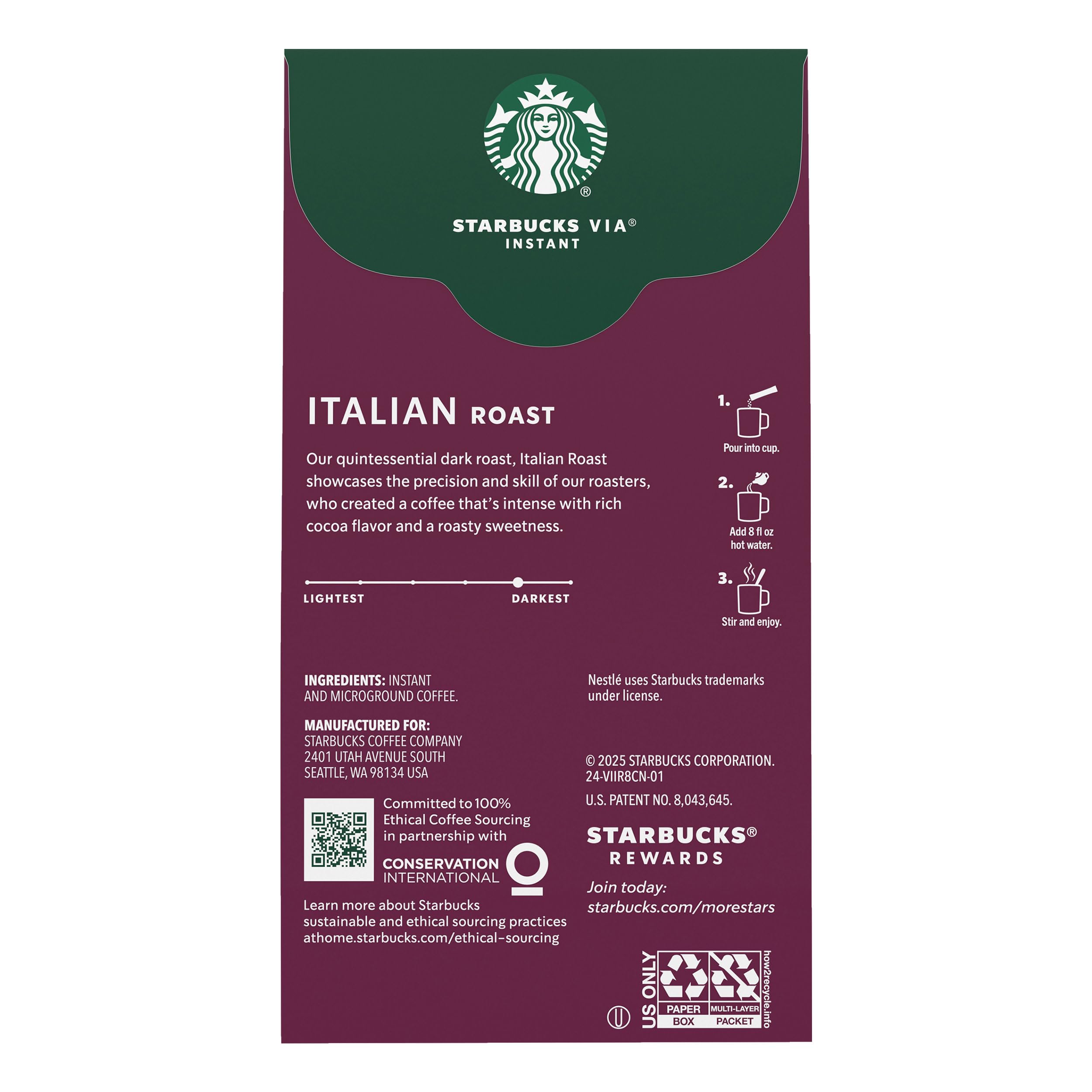 Toasted marshmallow hints in Starbucks VIA Italian Roast aroma