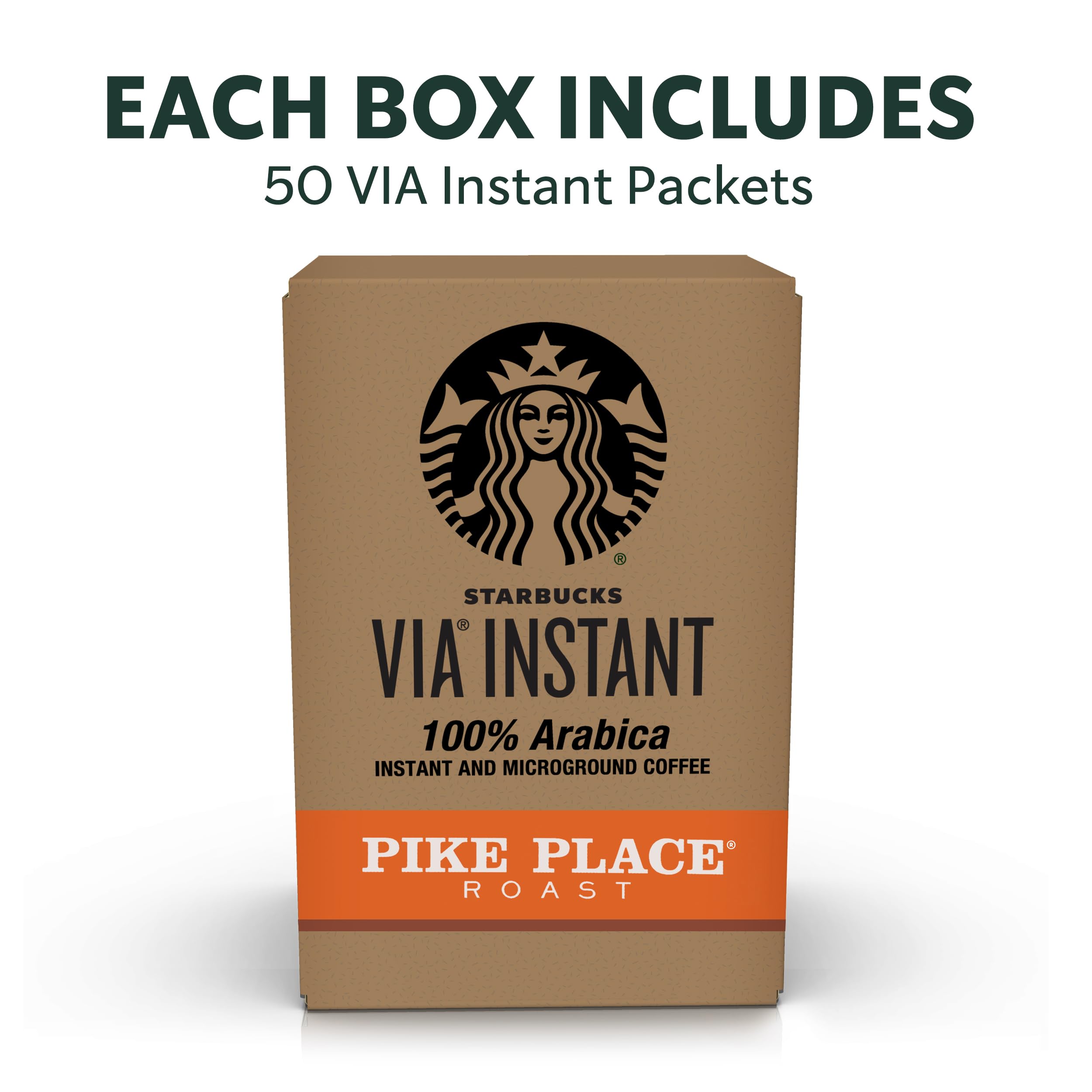 Starbucks VIA Pike Place Roast box of packets ready for on-demand coffee.