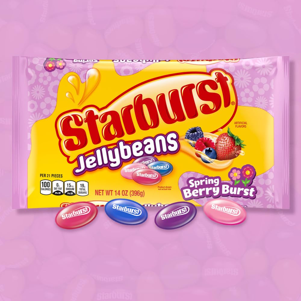 One 14-ounce bag of STARBURST Berry Burst jelly beans for sharing.
