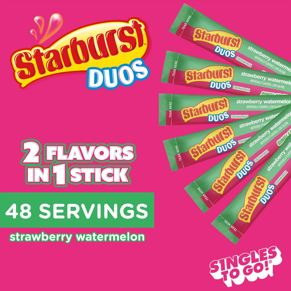 Starburst Duos Singles To Go stick packet for quick, sugar-free flavor